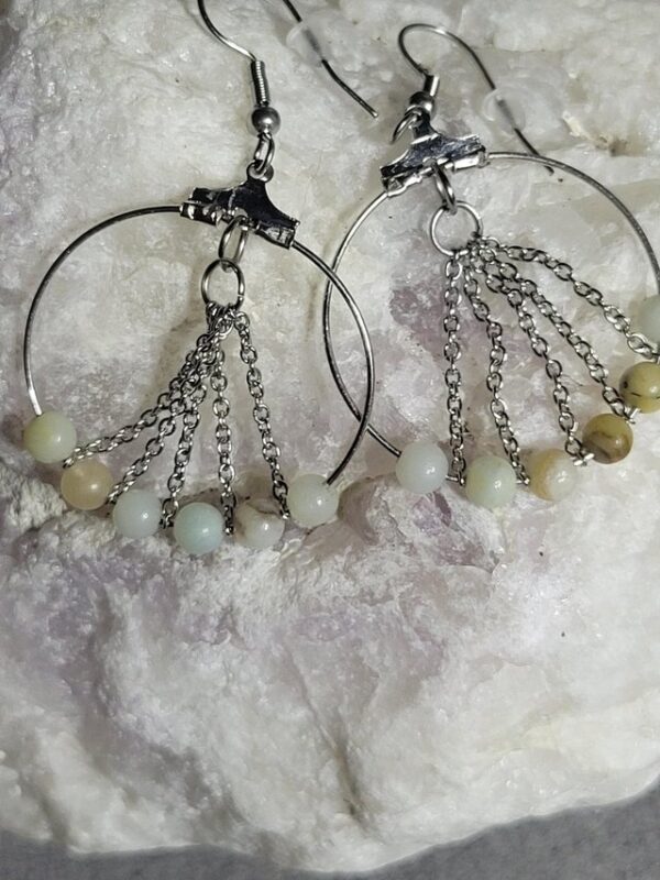 Boucle lotus Argenté en pierres naturelles – Image 3